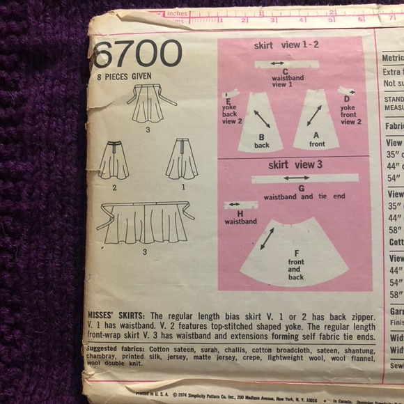 Simplicity 6700 wrap swing skirt pattern sz 10 - Picture 4 of 5